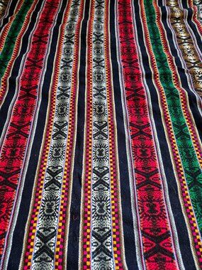 Peruvian Textile Tapestry Vibrant Stripe Geometric Pattern Sewing Fabric Project
